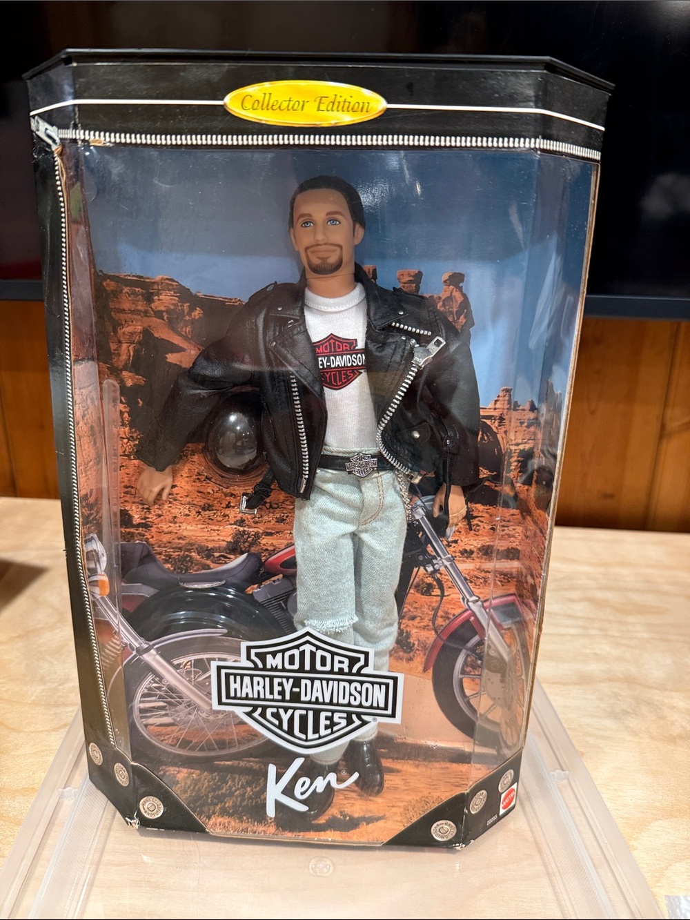 Harley-Davidson Ken Doll in Black Jacket with Light Blue Jeans